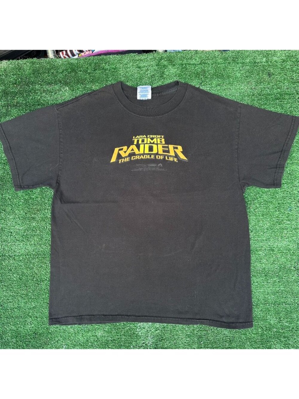 Vintage Y2K Lara Croft Tomb Raider T-Shirt Black XL 2003 Film Movie Promo Grunge